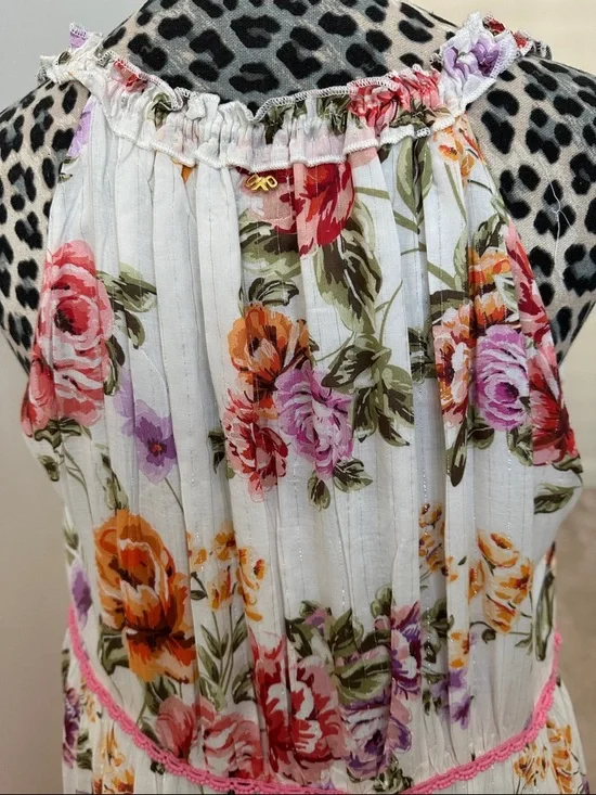 NWT PQ Swim Anthropologie Floral Tiered Maxi Dress Pink - Picture 6 of 15